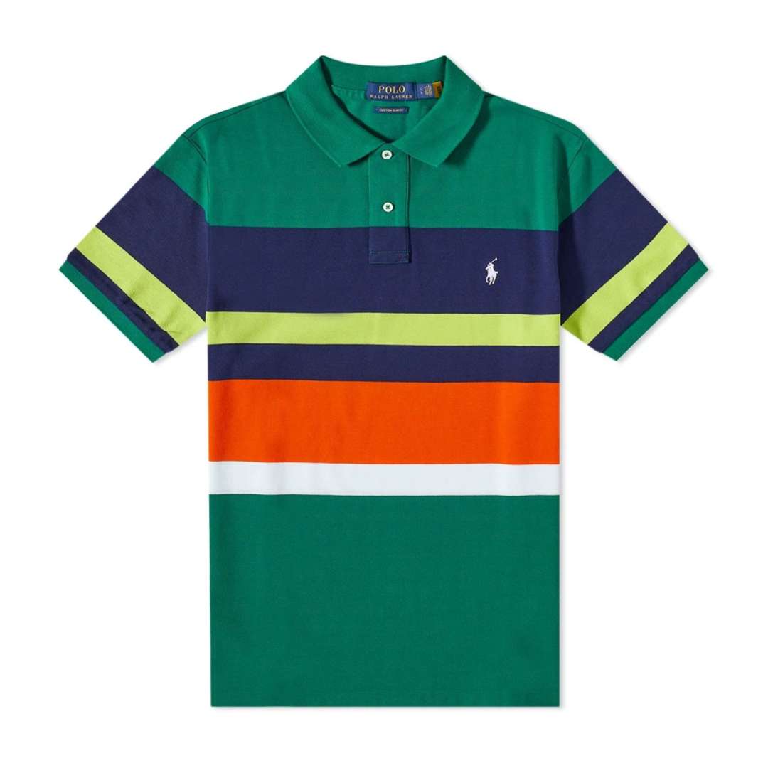 REMERA C/POLO RAYAS-PRIMARY GREEN MULTI