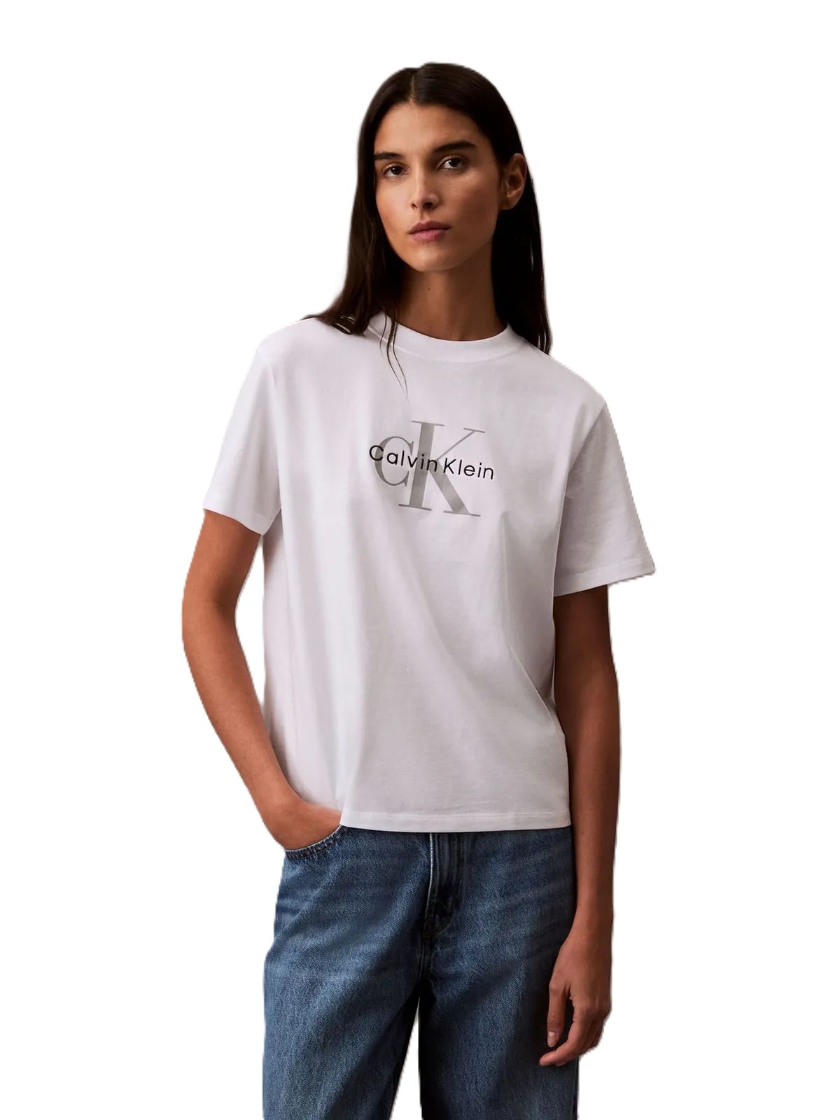 T-SHIRT DAMA HERO SS CLASSIC MONOLOGO JEANS-BRILLIANT WHITE