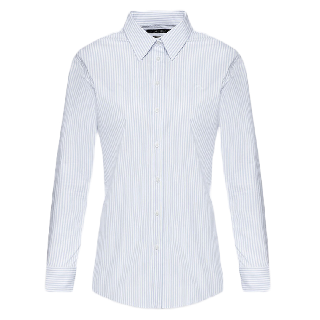 CAMISA M/L DAMA LAUREN-BLUE LOCH/WHITE