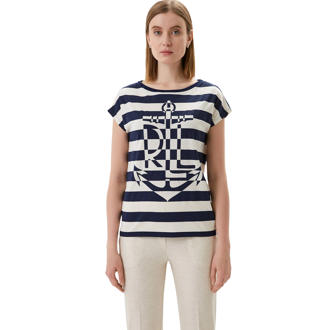 T-SHIRT DAMA-FRENCH NAVY/MASCARPONE CREAM