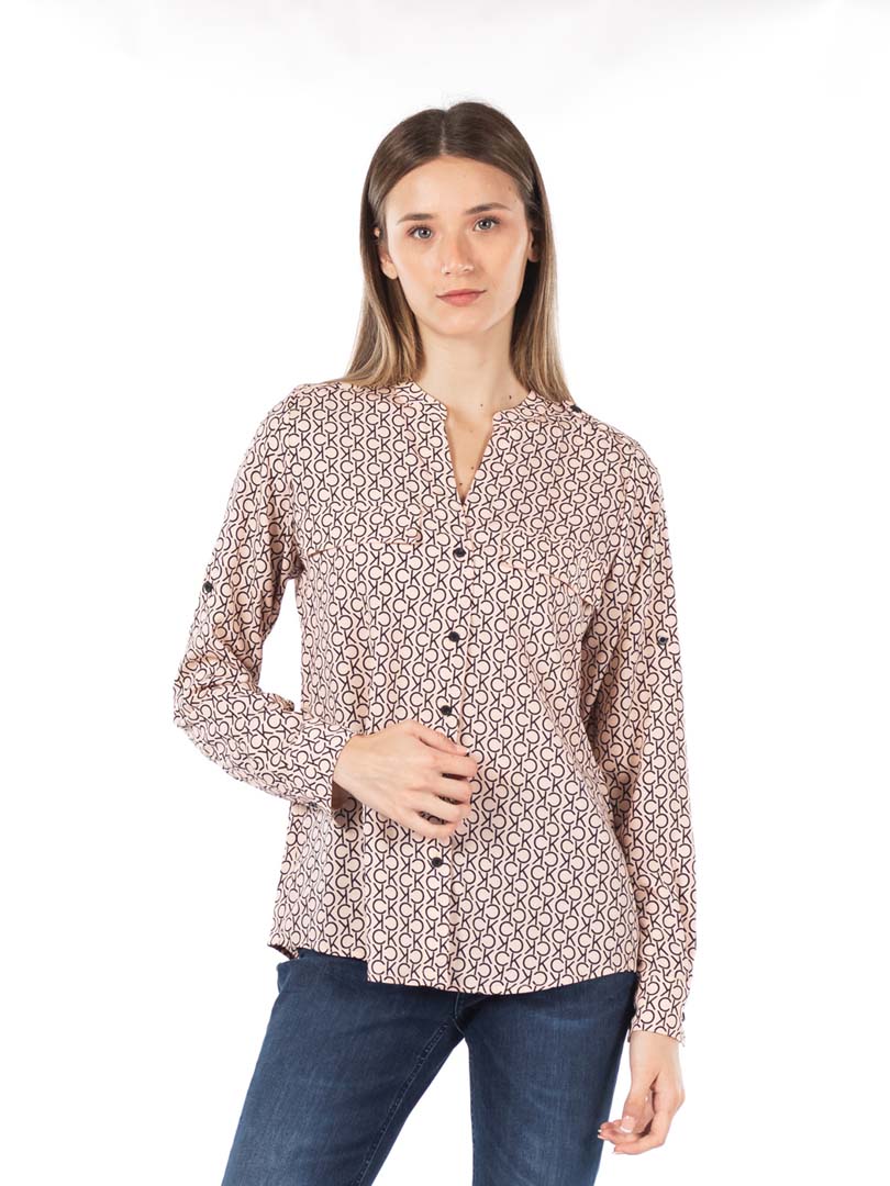 BLUSA DAMA M/L-BLSH/BLK COMBO