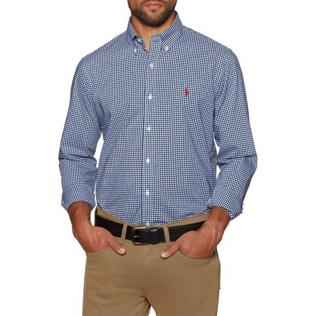 CAMISA M/L-POPLIN CUSTOM-4656A NAVY/WHITE-S - S