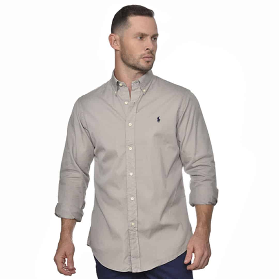 Camisa m/l-Twill custom -GREY