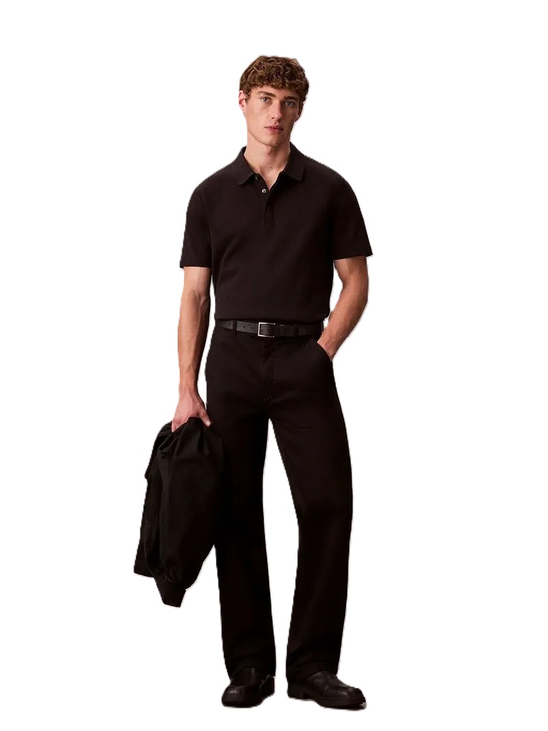 REMERA C/POLO INTERLOCK CAB.-BLACK