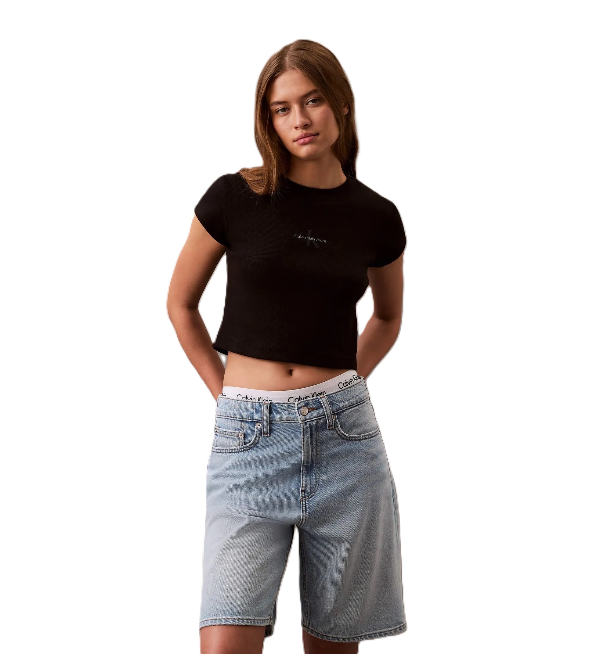 T-SHIRT DAMA A- MONOGRAM BABY TEE-BLACK