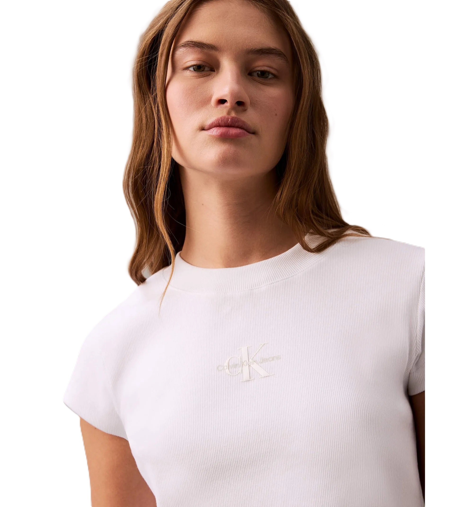 T-SHIRT DAMA A- MONOGRAM BABY TEE-BRILLIANT WHITE