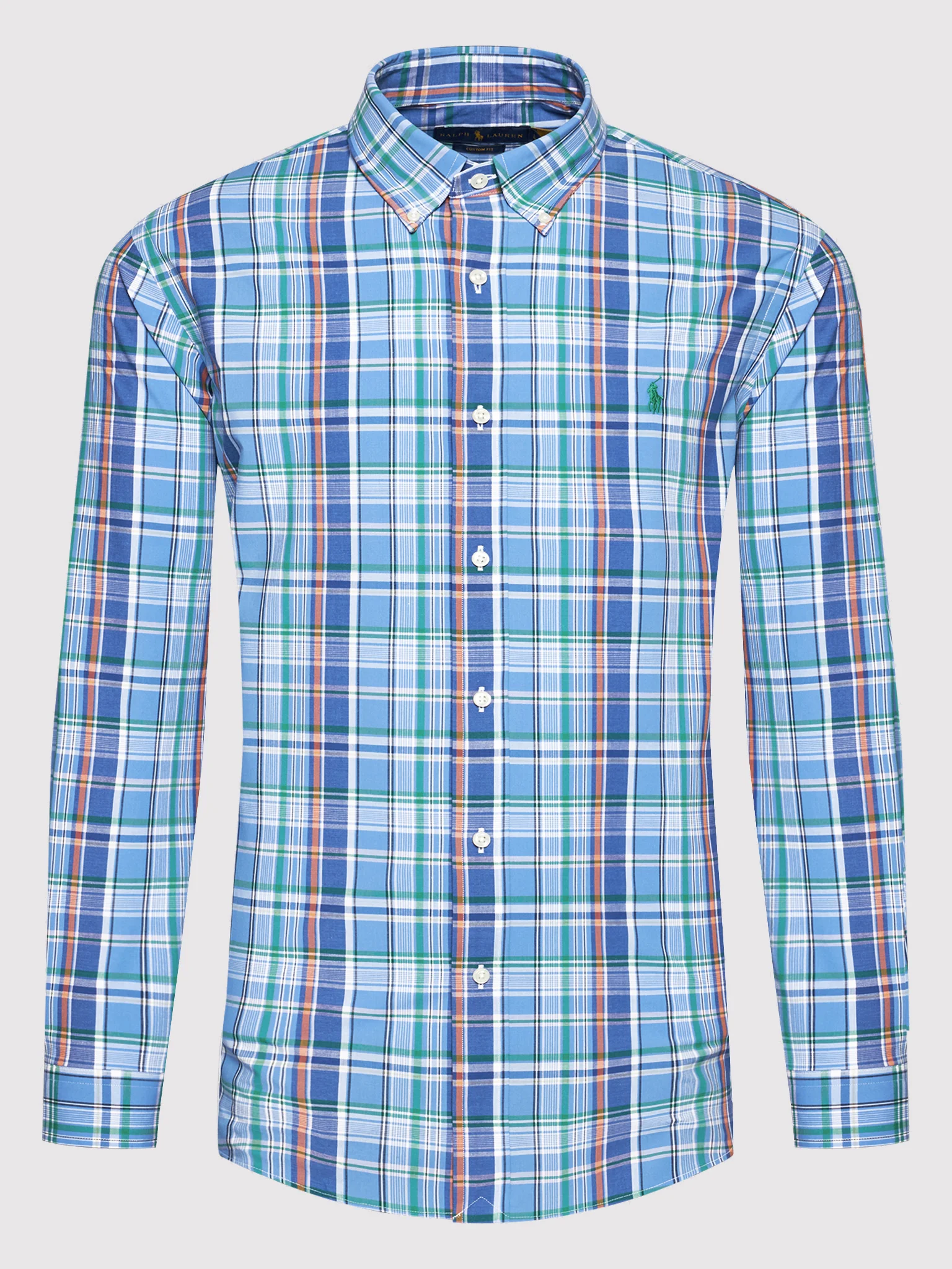CAMISA M/L CUADROS-5457A BLUE/ORANGE MULTI