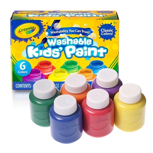 CRAYOLA 6/6CT. WASHABLE KID'S PAINT - 2OZ. BOTTLES